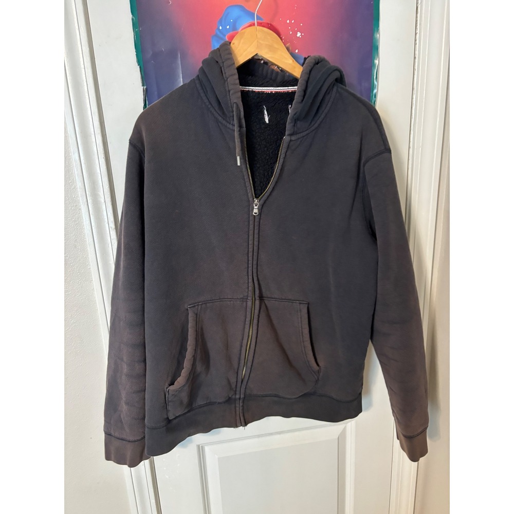 Tommy Hilfiger Mens Sherpa Lined Full Zip Hoodie Faded Black Charcoal XL